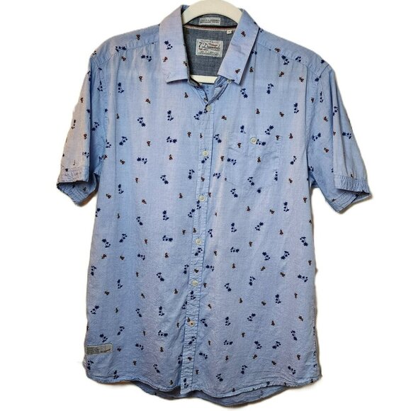 Vintage 7Diamonds Shirt Medium SMK-5111 Light Blue Cotton Palm Tree Hula Girl - Picture 1 of 8